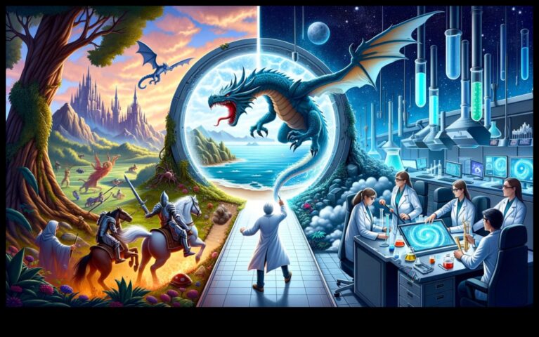 Tărâmuri imaginative care ilustrează lumi fantastice